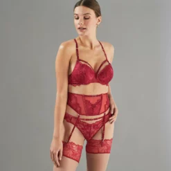 SERRE-TAILLE DENTELLE BORDEAUX