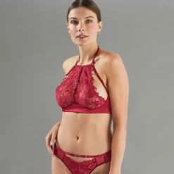 SOUTIEN-GORGE PLONGEANT DENTELLE BORDEAUX