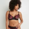 SOUTIEN-GORGE CORBEILLE BRODE MULTICO NOIR