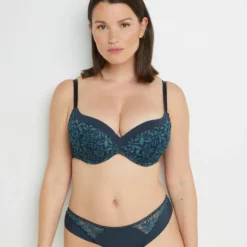 SOUTIEN-GORGE AMPLIFORME DENTELLE MULTICO BLEU