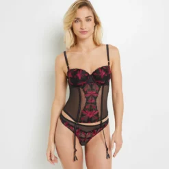 GUEPIERE TULLE BRODE MULTICO NOIR