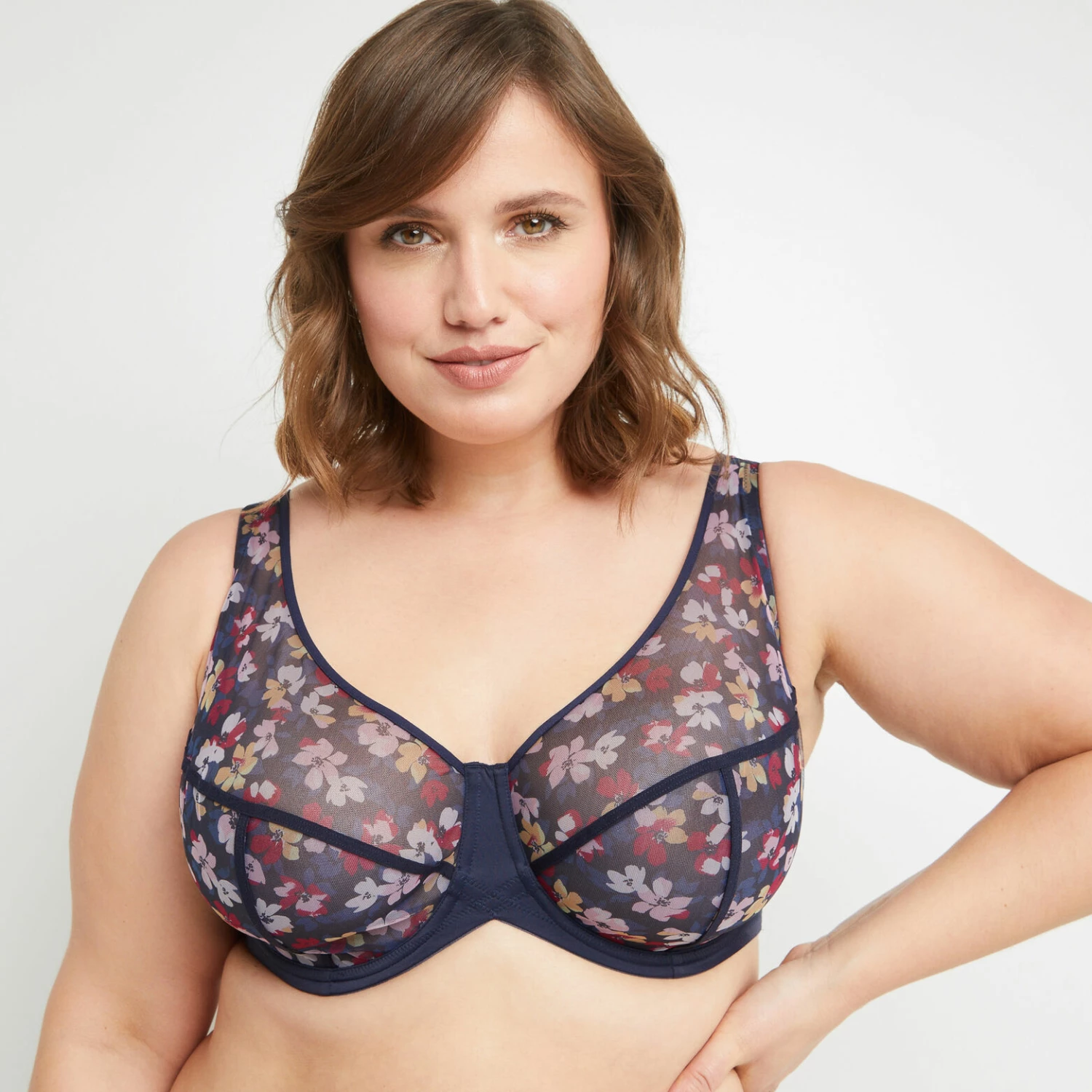 Blanche SOUTIEN-GORGE GRANDS BONNETS MULTICO BLEU – Image 2