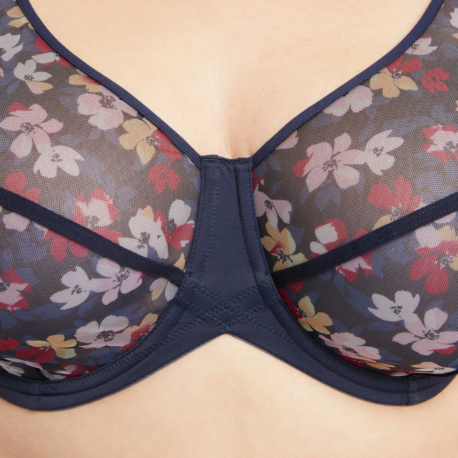 Blanche SOUTIEN-GORGE GRANDS BONNETS MULTICO BLEU – Image 3