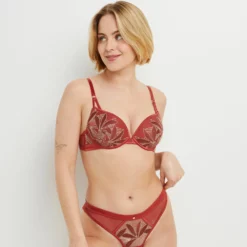 SOUTIEN-GORGE PUSH UP TULLE BRODEE MULTICO ORANGE