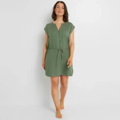 TUNIQUE GAZE DE COTON KAKI